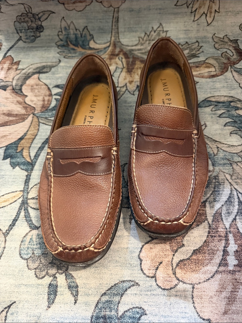 Men's Brown Leather Penny Loafers by J.M. U.R. P.